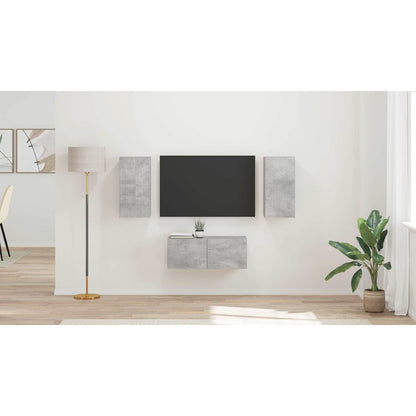 TV Cabinet Set Wall-mounted 6 pcs Concrete Grey Engineered Wood