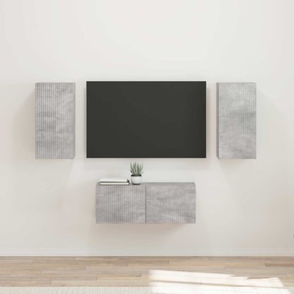 TV Cabinet Set Wall-mounted 6 pcs Concrete Grey Engineered Wood