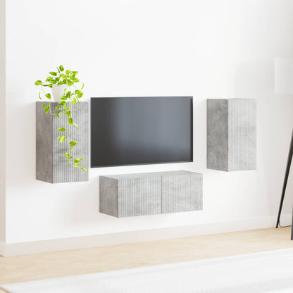 TV Cabinet Set Wall-mounted 6 pcs Concrete Grey Engineered Wood