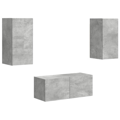TV Cabinet Set Wall-mounted 6 pcs Concrete Grey Engineered Wood