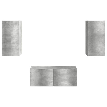 TV Cabinet Set Wall-mounted 6 pcs Concrete Grey Engineered Wood