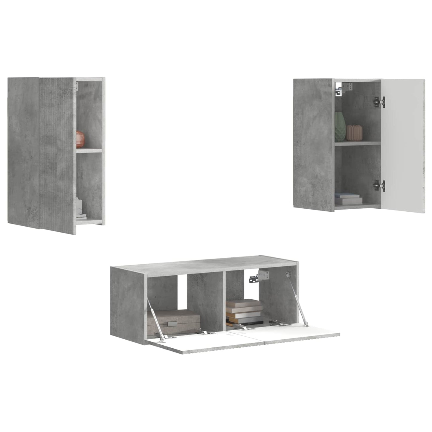 TV Cabinet Set Wall-mounted 6 pcs Concrete Grey Engineered Wood