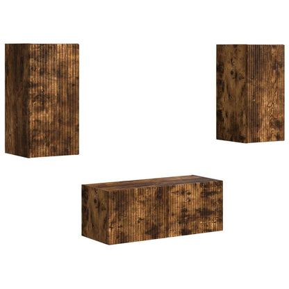 TV Cabinet Set Wall-mounted 6 pcs Smoked Oak Engineered Wood