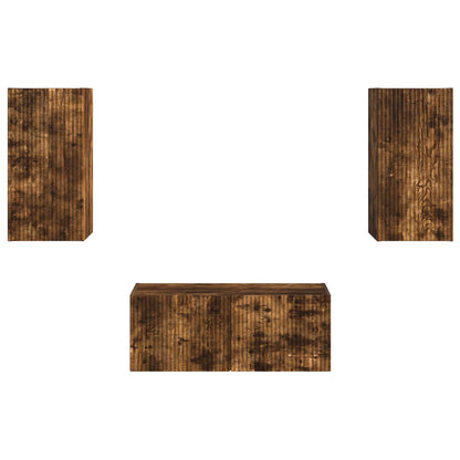 TV Cabinet Set Wall-mounted 6 pcs Smoked Oak Engineered Wood
