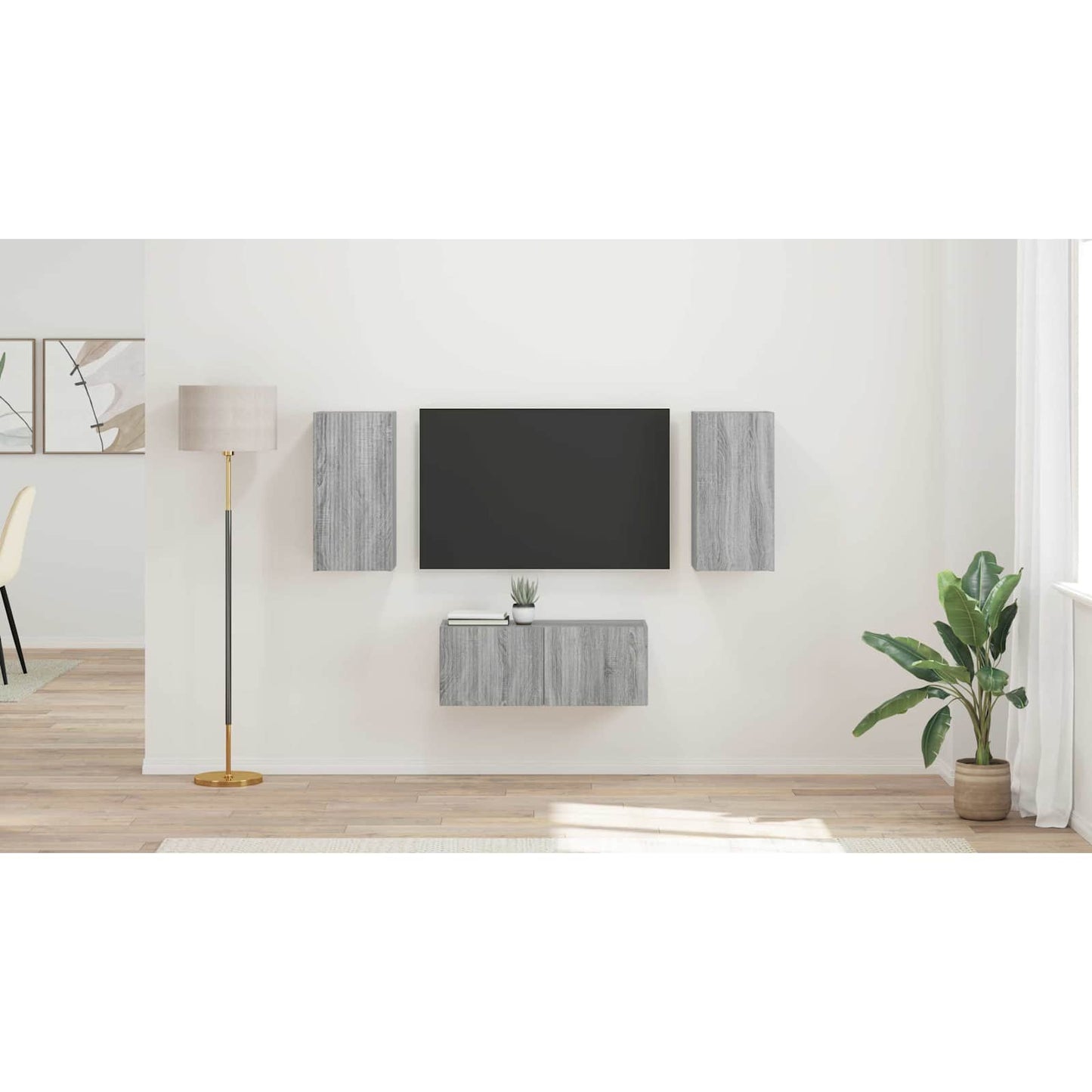 TV Cabinet Set Wall-mounted 6 pcs Grey Sonoma Engineered Wood