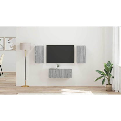 TV Cabinet Set Wall-mounted 6 pcs Grey Sonoma Engineered Wood
