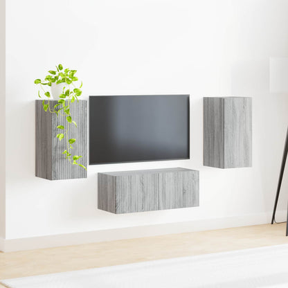 TV Cabinet Set Wall-mounted 6 pcs Grey Sonoma Engineered Wood