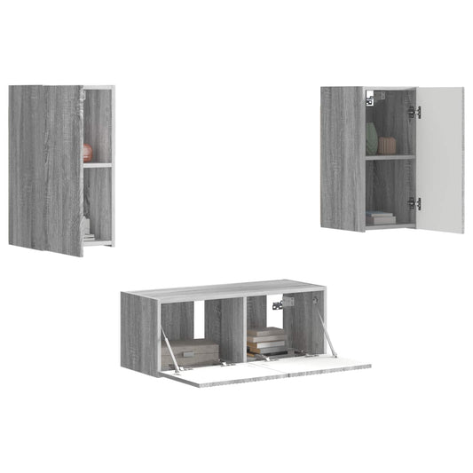 TV Cabinet Set Wall-mounted 6 pcs Grey Sonoma Engineered Wood