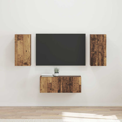 TV Cabinet Set Wall-mounted 6 pcs Old Wood Engineered Wood