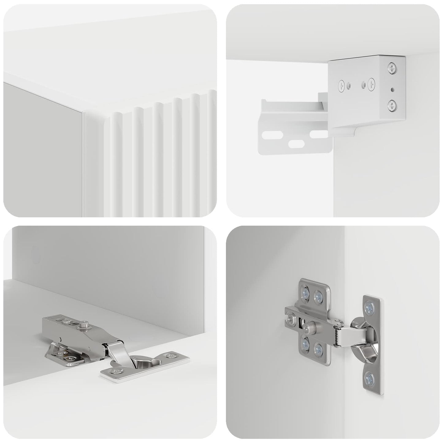 TV Cabinet Set Wall-mounted 5 pcs White Engineered Wood