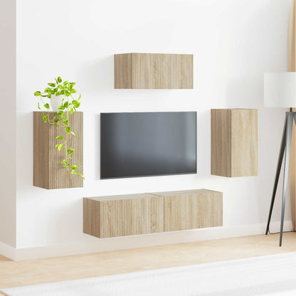 TV Cabinet Set Wall-mounted 5 pcs Sonoma Oak Engineered Wood