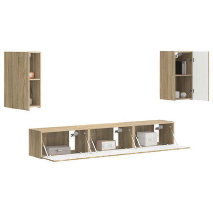 TV Cabinet Set Wall-mounted 5 pcs Sonoma Oak Engineered Wood