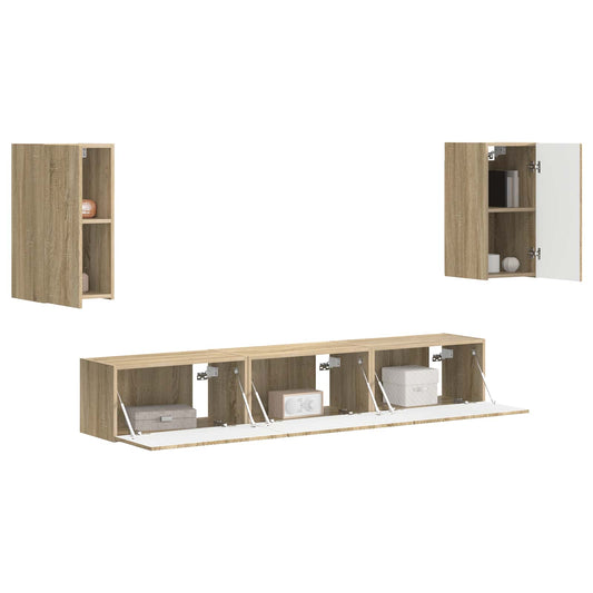 TV Cabinet Set Wall-mounted 5 pcs Sonoma Oak Engineered Wood
