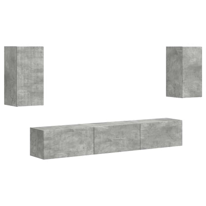 TV Cabinet Set Wall-mounted 5 pcs Concrete Grey Engineered Wood