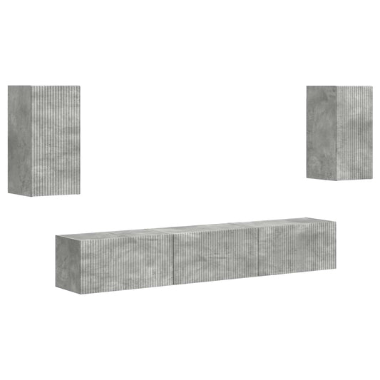 TV Cabinet Set Wall-mounted 5 pcs Concrete Grey Engineered Wood