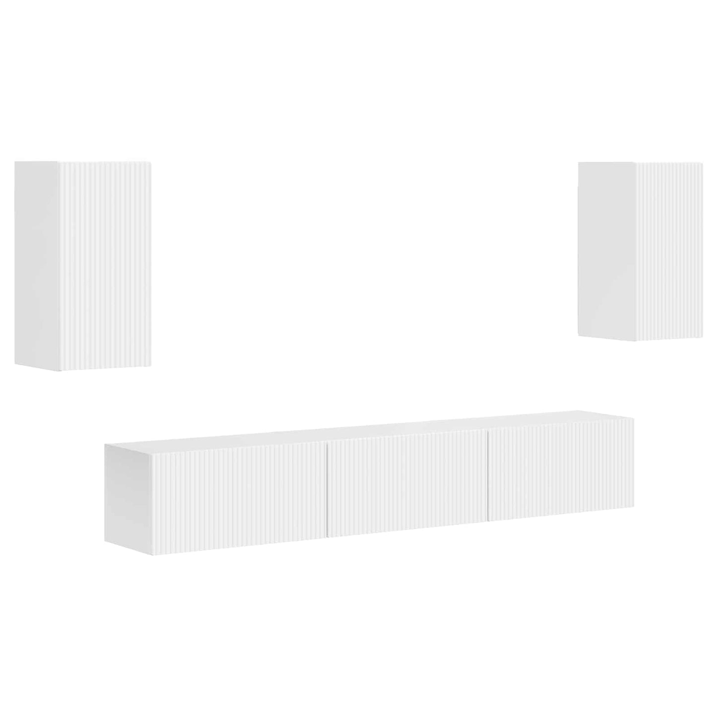 TV Cabinet Set 5 pcs High Gloss White Engineered Wood