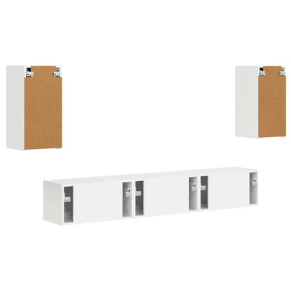 TV Cabinet Set 5 pcs High Gloss White Engineered Wood