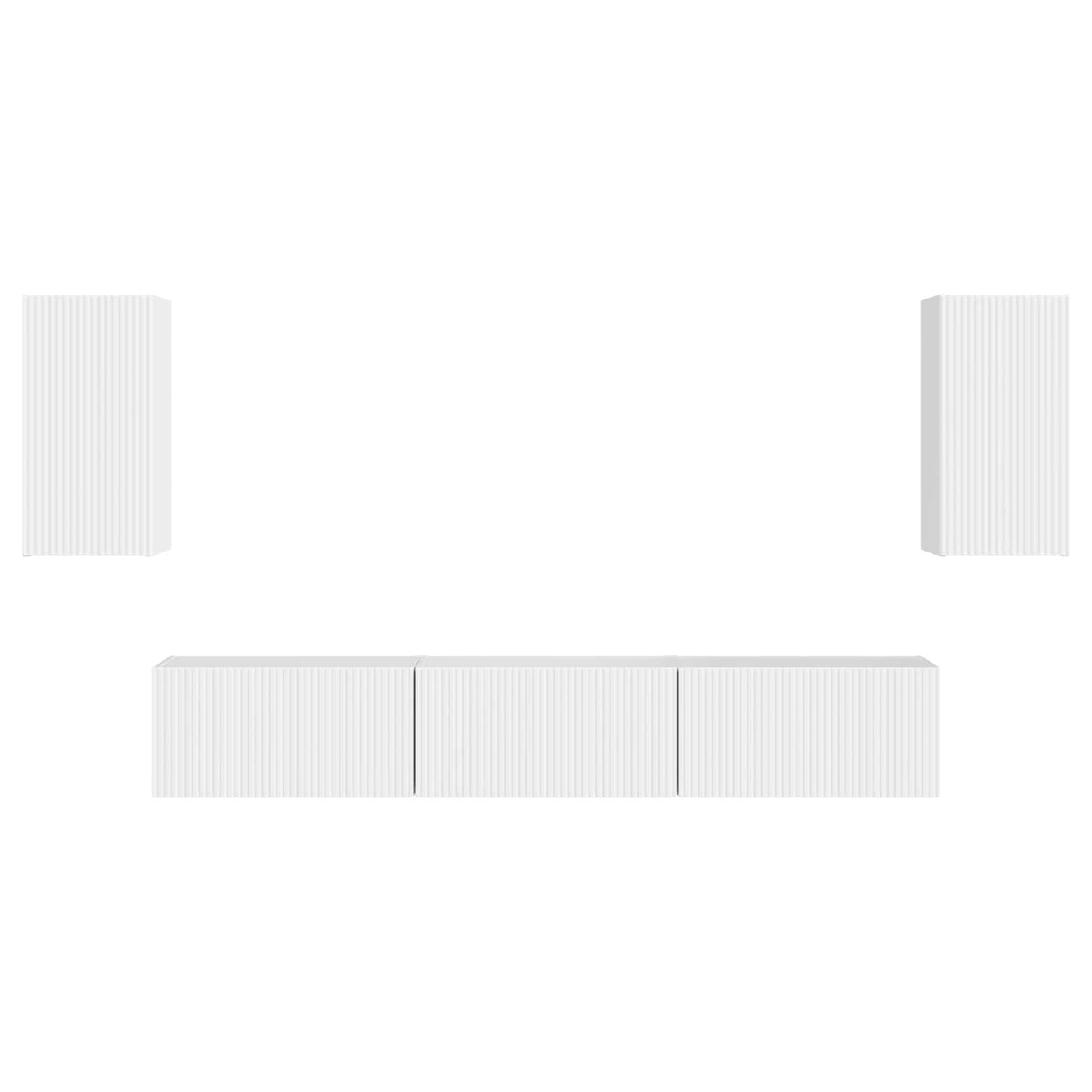 TV Cabinet Set 5 pcs High Gloss White Engineered Wood