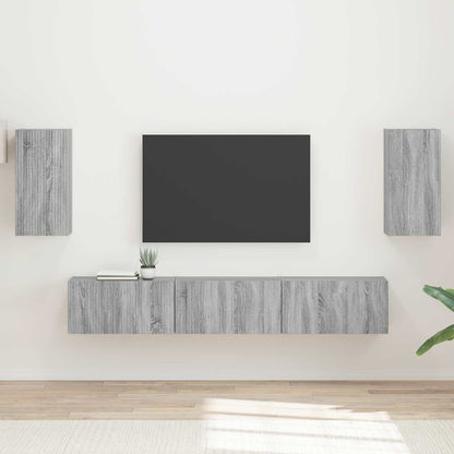 TV Cabinet Set Wall-mounted 5 pcs Grey Sonoma Engineered Wood