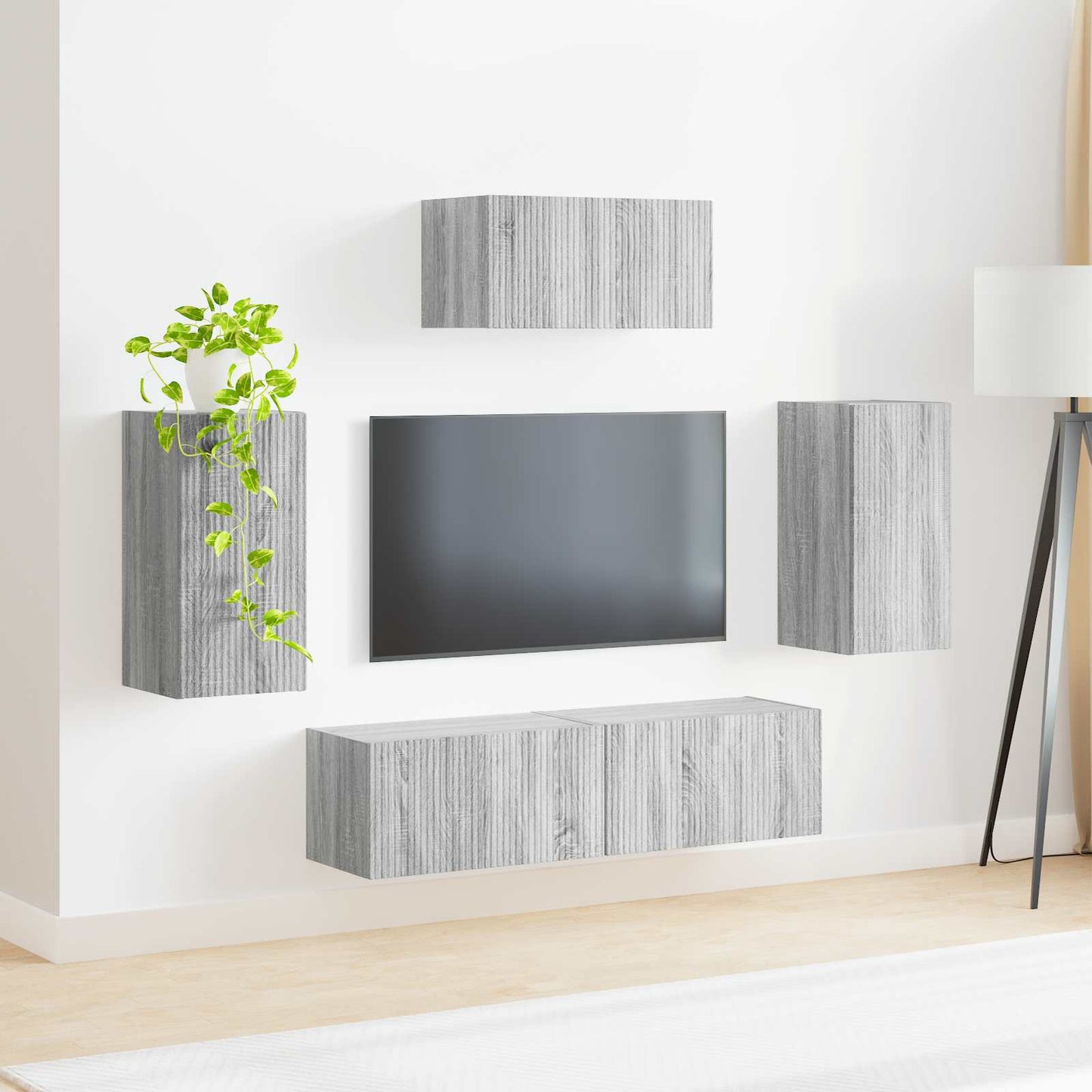 TV Cabinet Set Wall-mounted 5 pcs Grey Sonoma Engineered Wood