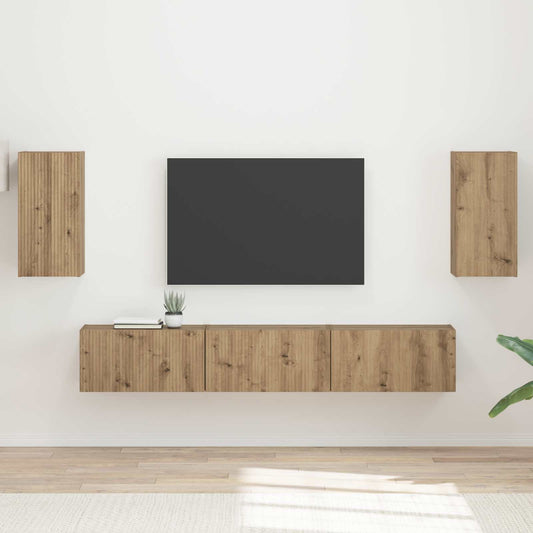 TV Cabinet Set Wall-mounted 5 pcs Artisan Oak Engineered Wood