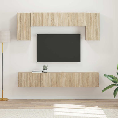TV Cabinet Set Wall-mounted 4 pcs Sonoma Oak Engineered Wood