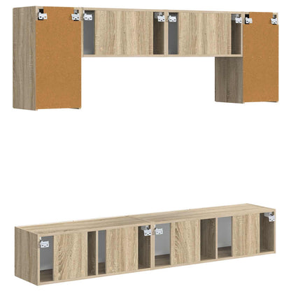 TV Cabinet Set Wall-mounted 4 pcs Sonoma Oak Engineered Wood