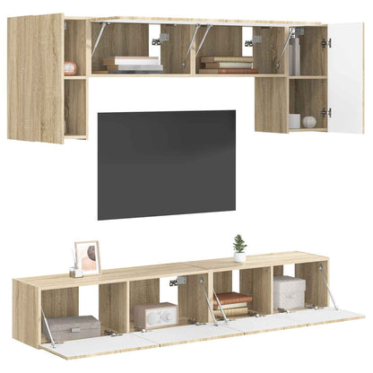 TV Cabinet Set Wall-mounted 4 pcs Sonoma Oak Engineered Wood
