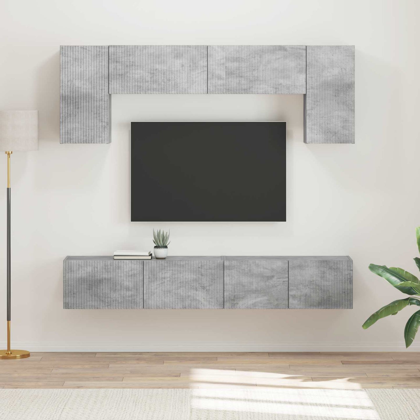 TV Cabinet Set 4 pcs Concrete Grey Engineered Wood
