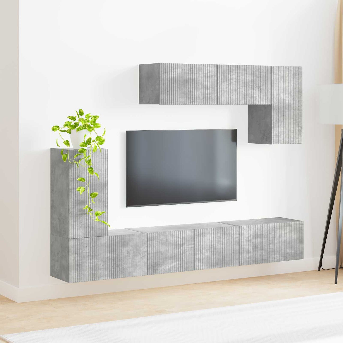 TV Cabinet Set Wall-mounted 4 pcs Concrete Grey Engineered Wood