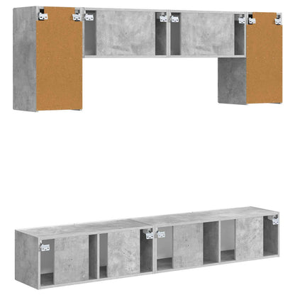 TV Cabinet Set Wall-mounted 4 pcs Concrete Grey Engineered Wood