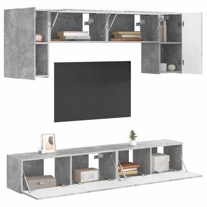 TV Cabinet Set Wall-mounted 4 pcs Concrete Grey Engineered Wood