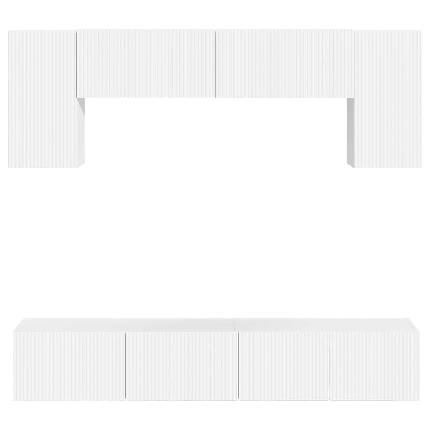 TV Cabinet Set 4 pcs High Gloss White Engineered Wood