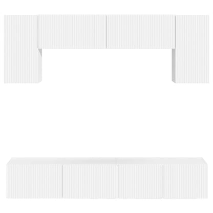 TV Cabinet Set 4 pcs High Gloss White Engineered Wood