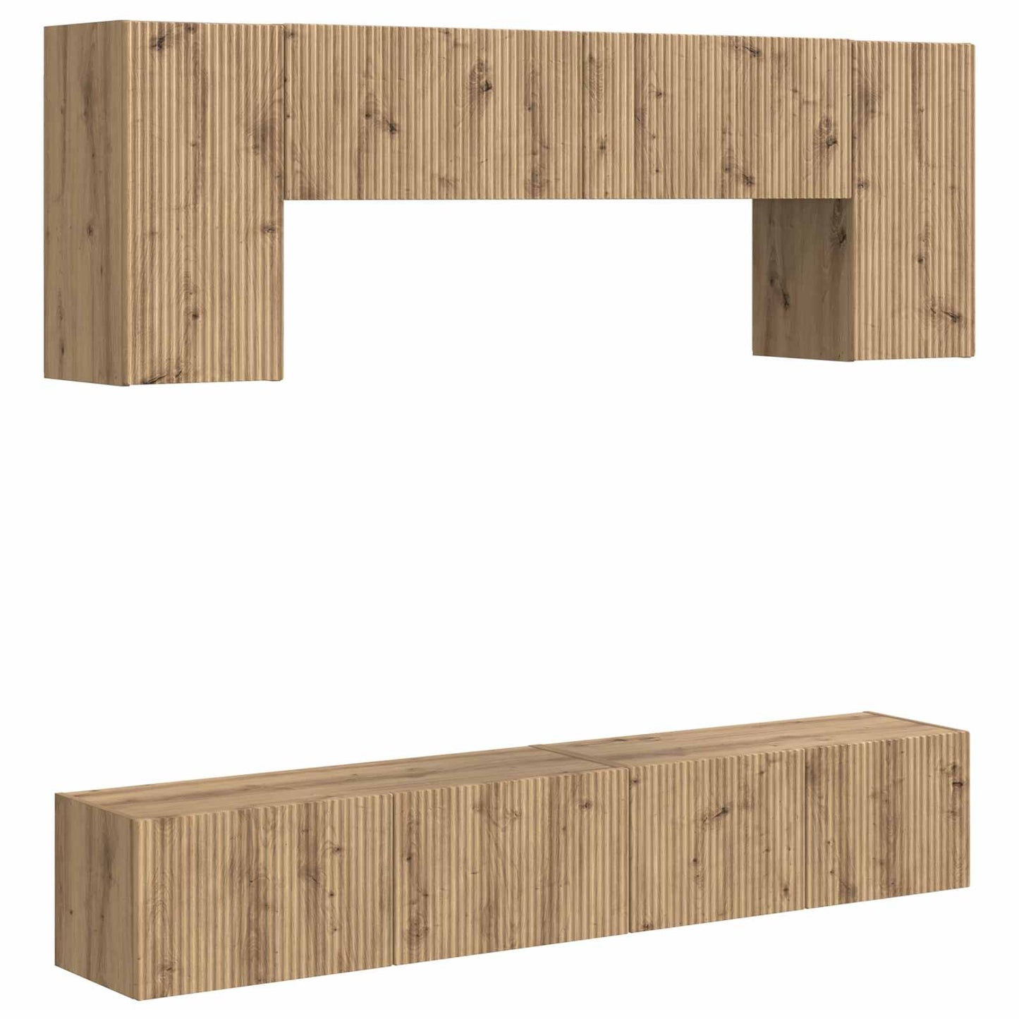 TV Cabinet Set Wall-mounted 4 pcs Smoked Oak Engineered Wood