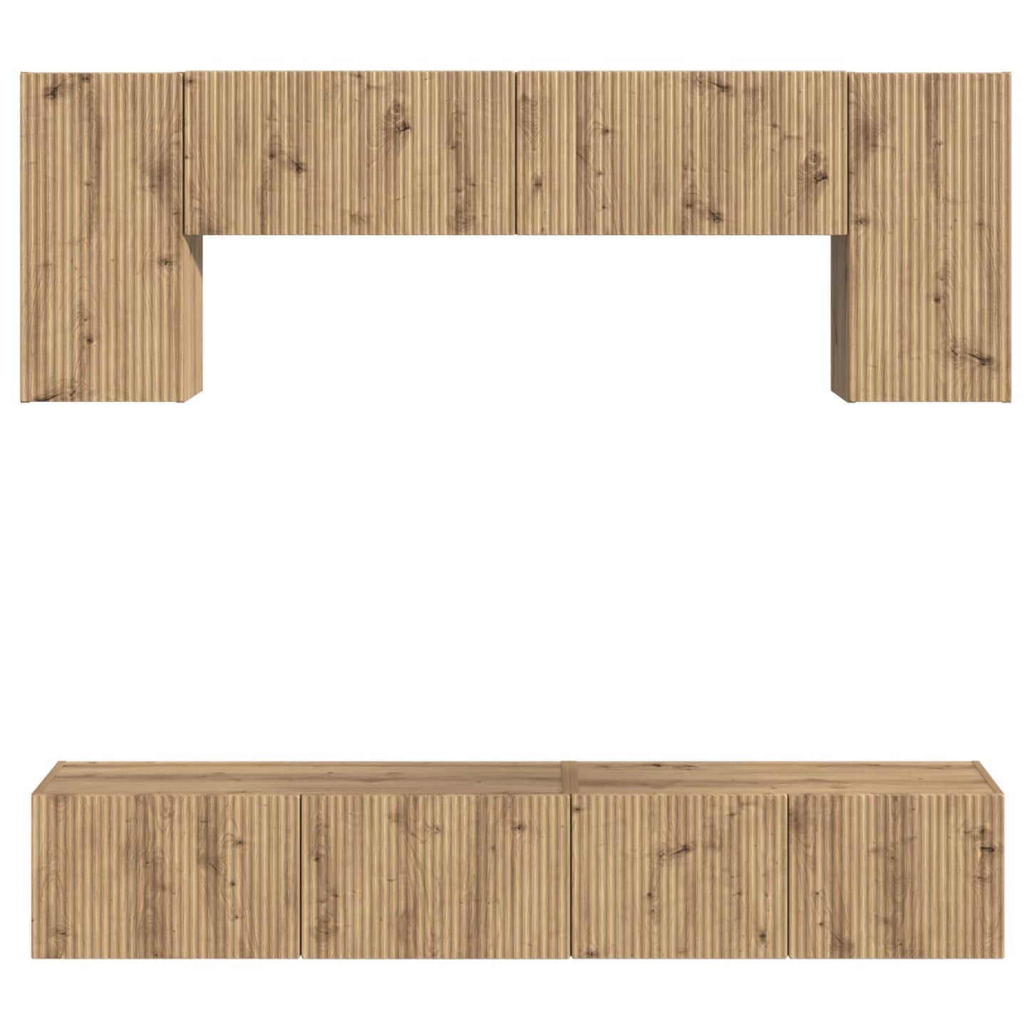 TV Cabinet Set Wall-mounted 4 pcs Smoked Oak Engineered Wood