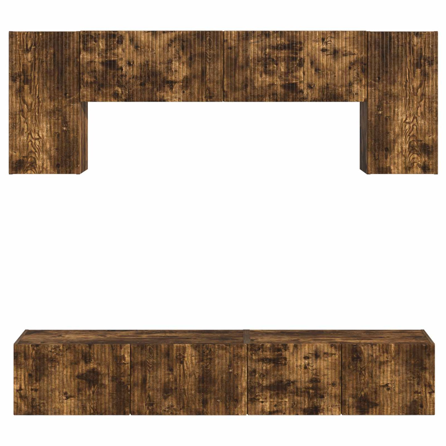 TV Cabinet Set Wall-mounted 4 pcs Smoked Oak Engineered Wood