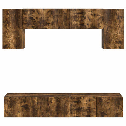 TV Cabinet Set Wall-mounted 4 pcs Smoked Oak Engineered Wood