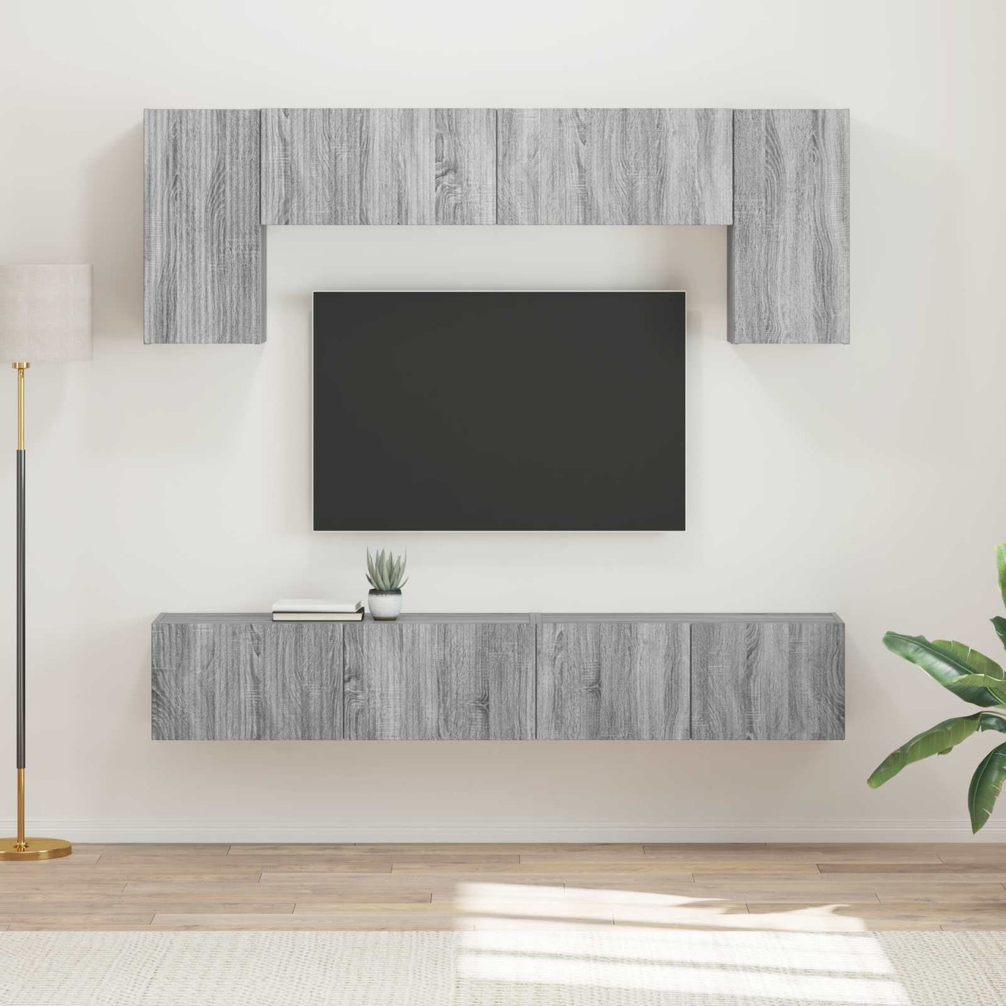 TV Cabinet Set Wall-mounted 4 pcs Grey Sonoma Engineered Wood