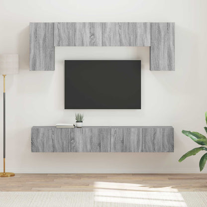 TV Cabinet Set Wall-mounted 4 pcs Grey Sonoma Engineered Wood