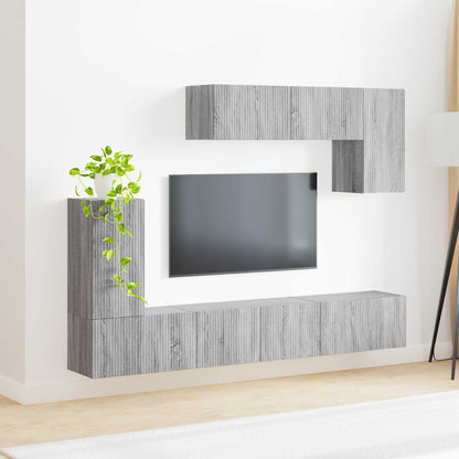 TV Cabinet Set Wall-mounted 4 pcs Grey Sonoma Engineered Wood