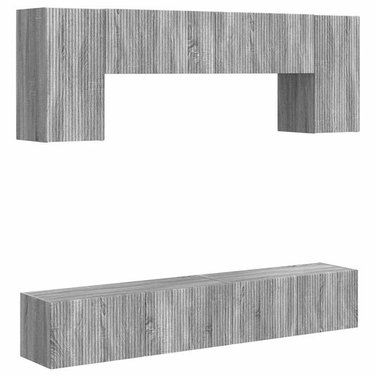 TV Cabinet Set Wall-mounted 4 pcs Grey Sonoma Engineered Wood