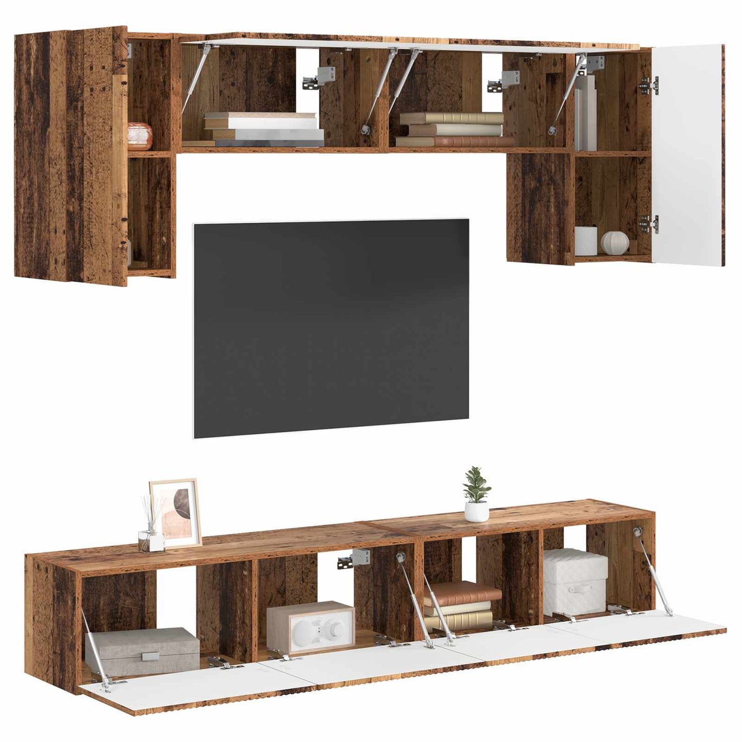 TV Cabinet Set 4 pcs Old Wood Engineered Wood