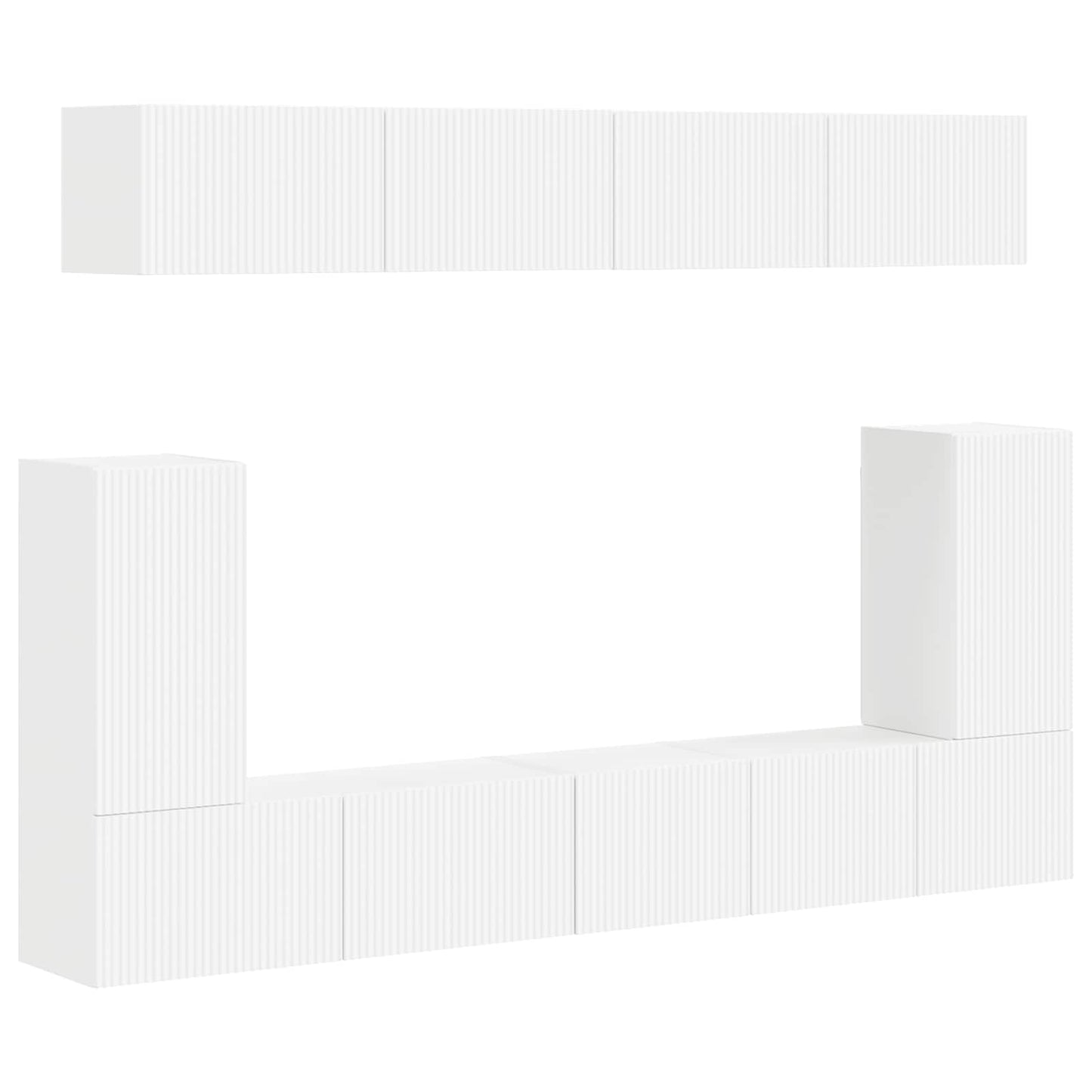 TV Cabinet Set Wall-mounted 5 pcs White Engineered Wood