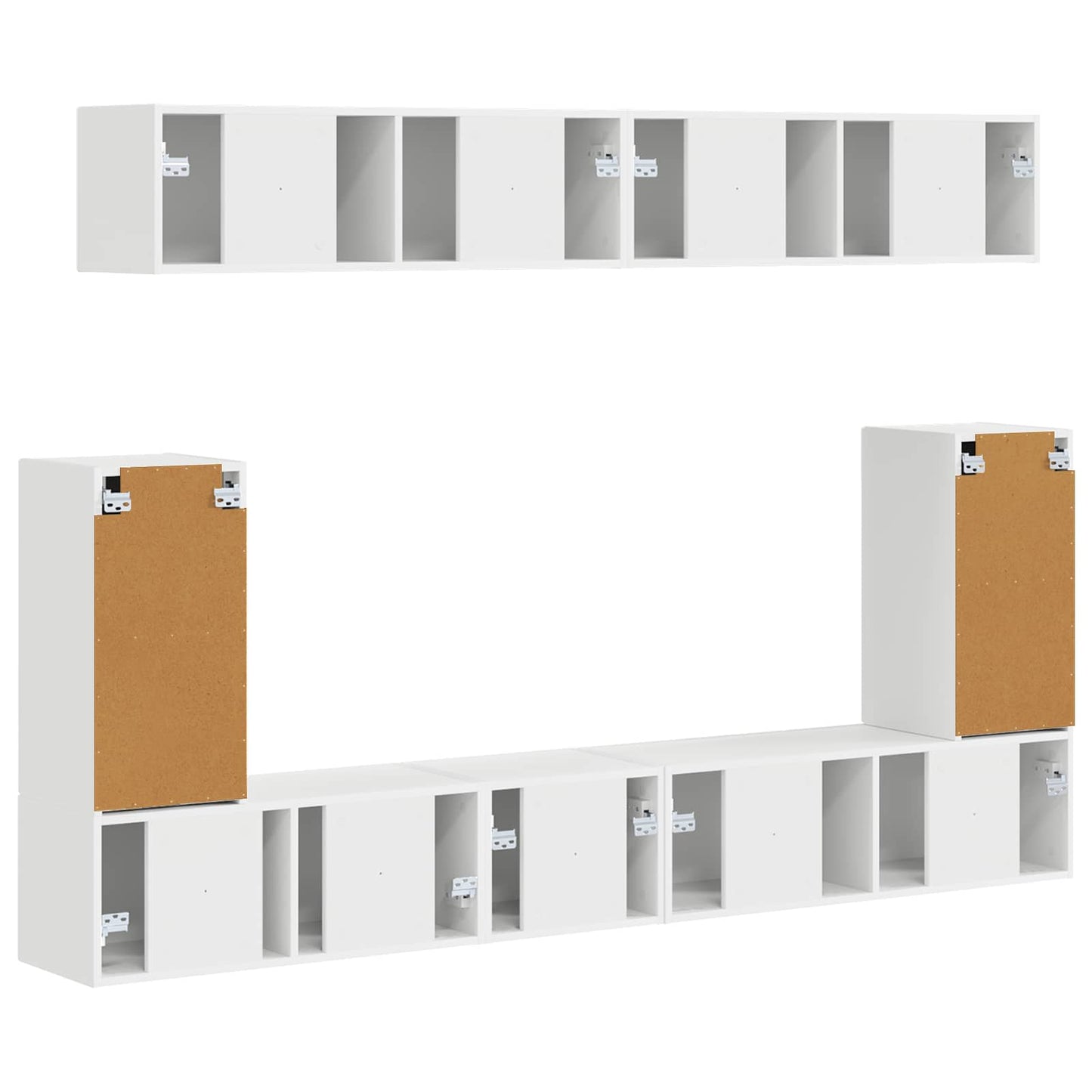 TV Cabinet Set Wall-mounted 5 pcs White Engineered Wood