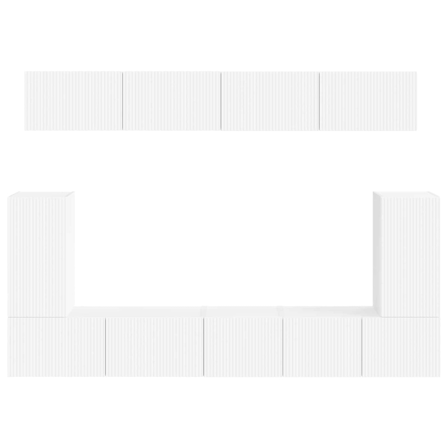 TV Cabinet Set Wall-mounted 5 pcs White Engineered Wood