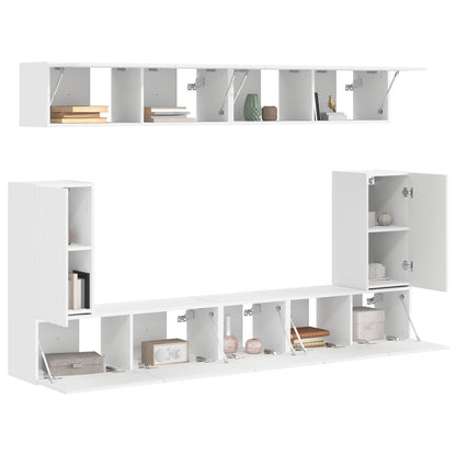 TV Cabinet Set Wall-mounted 5 pcs White Engineered Wood