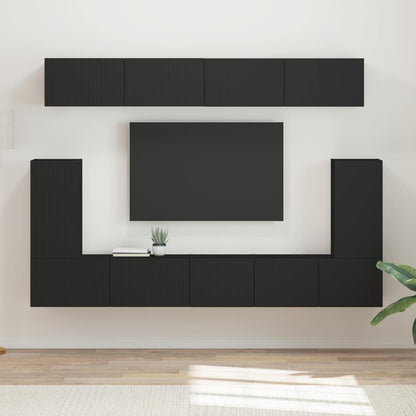 TV Cabinet Set 5 pcs Black Engineered Wood