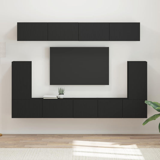 TV Cabinet Set 5 pcs Black Engineered Wood