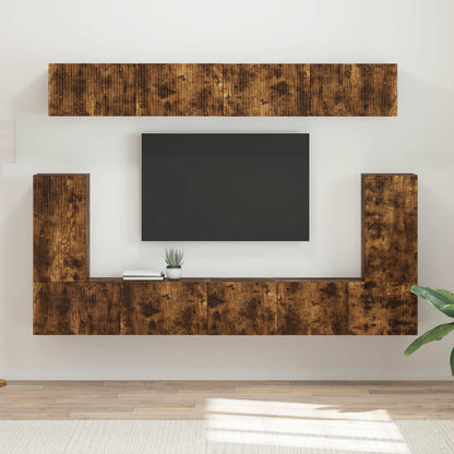 TV Cabinet Set Wall-mounted 5 pcs Smoked Oak Engineered Wood
